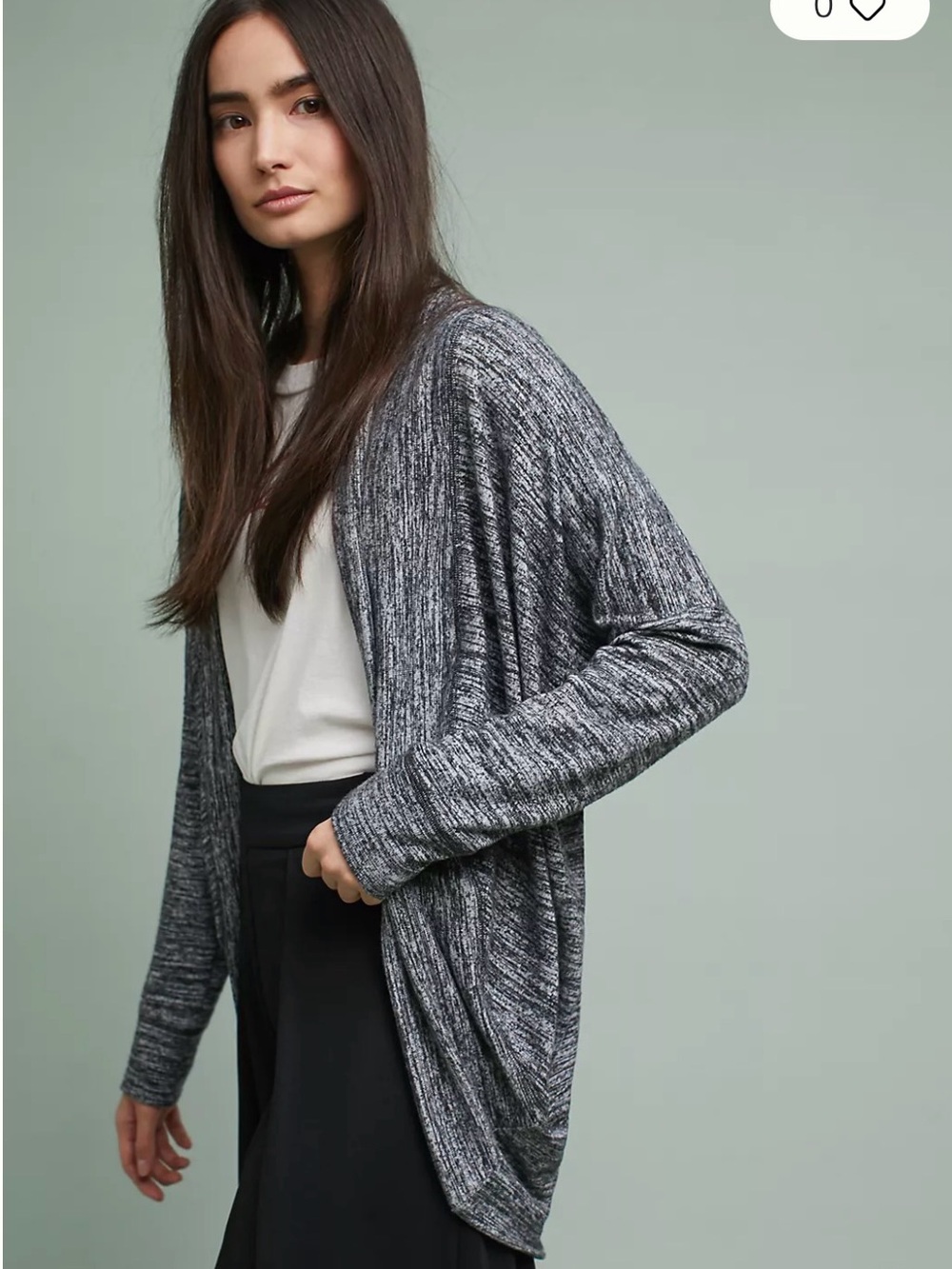 Sundry Heathered Blue Gray Open-Front Cocoon Draped Cardigan Size: L